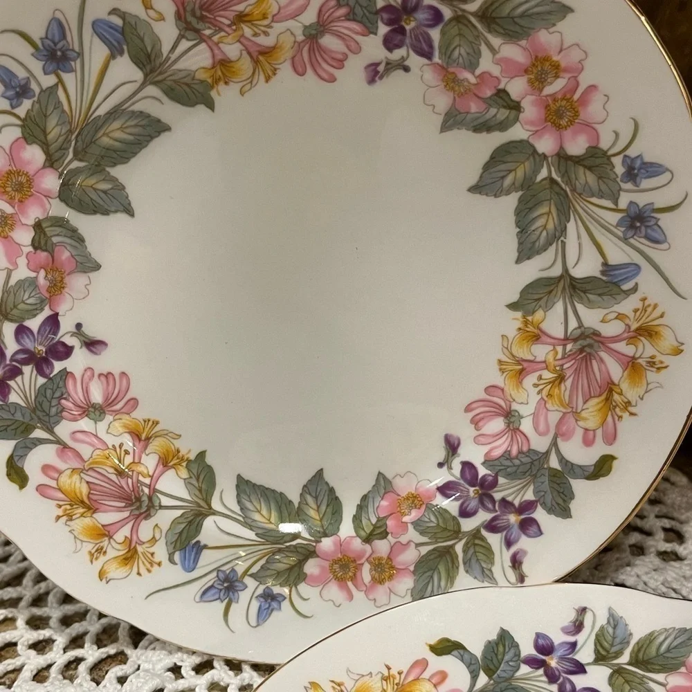 Vintage PARAGON Country Lane 6” Bread Plates Floral Side Plates Set of Two